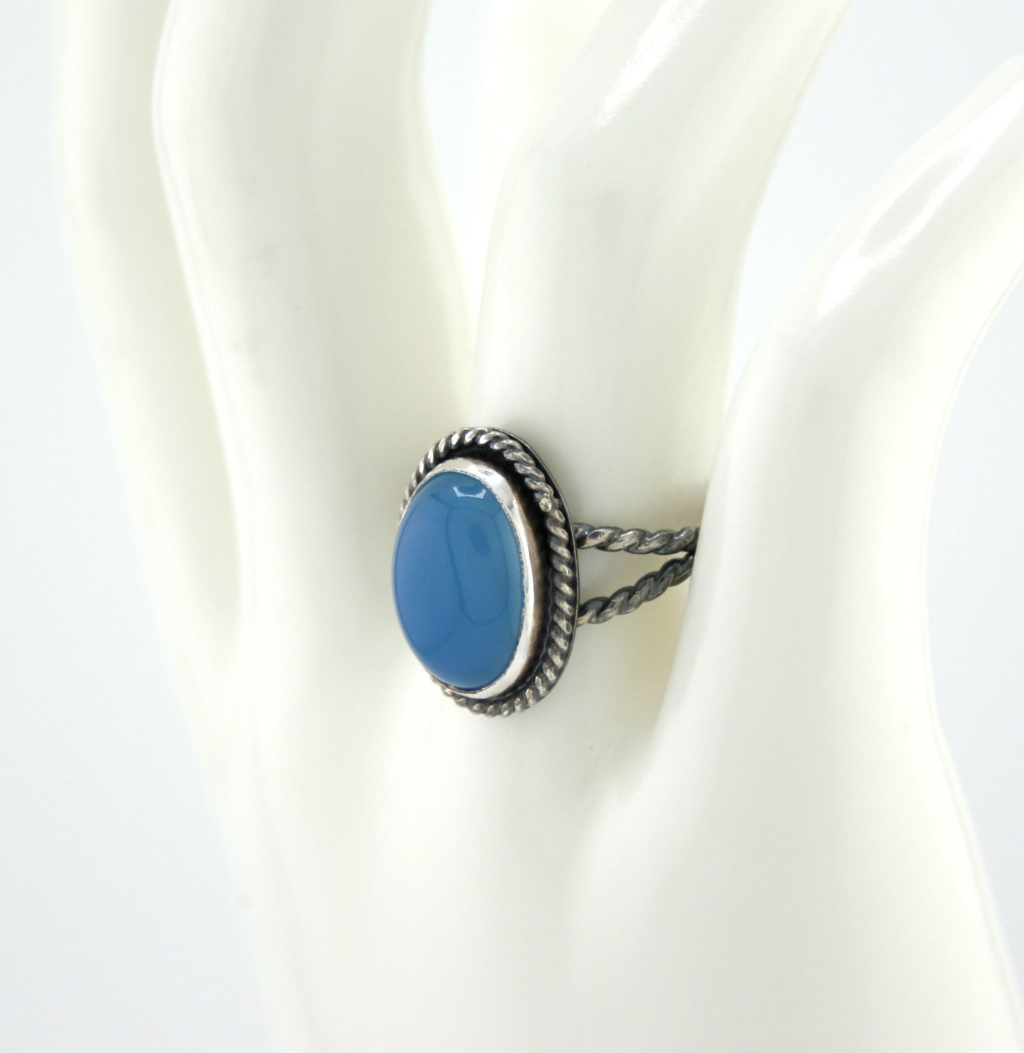 Blue Chalcedony Sterling Silver Ring | Handmade Artisan Jewelry