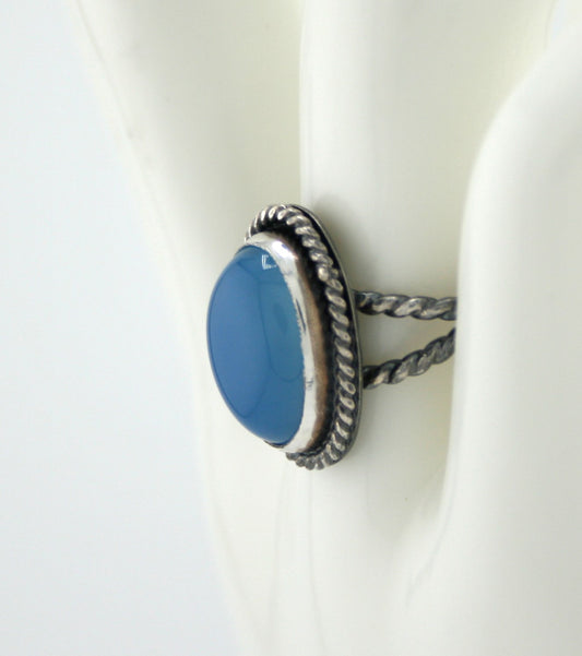 Blue Chalcedony Sterling Silver Ring | Handmade Artisan Jewelry