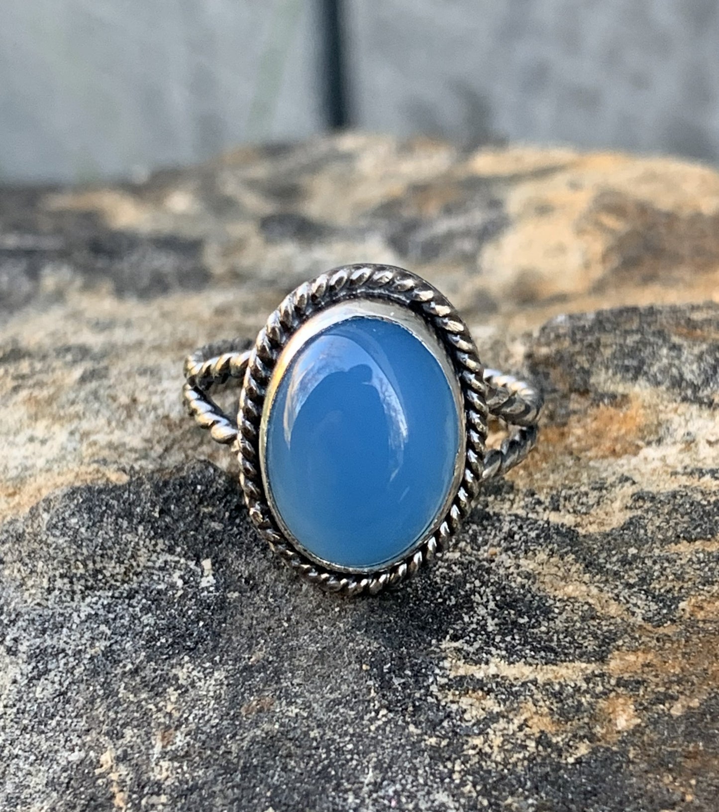 Blue Chalcedony Sterling Silver Ring | Handmade Artisan Jewelry