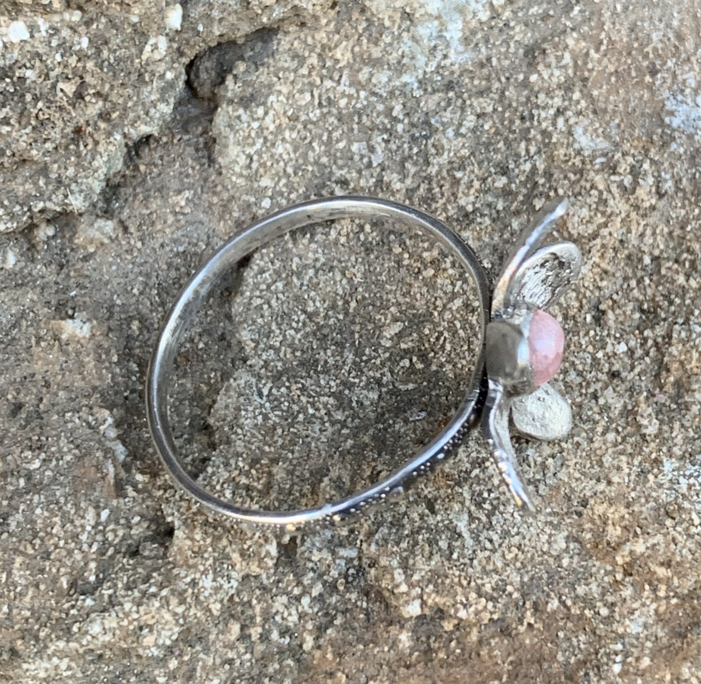 Rhodochrosite Flower Ring Sterling Silver | Handmade Gemstone Jewelry