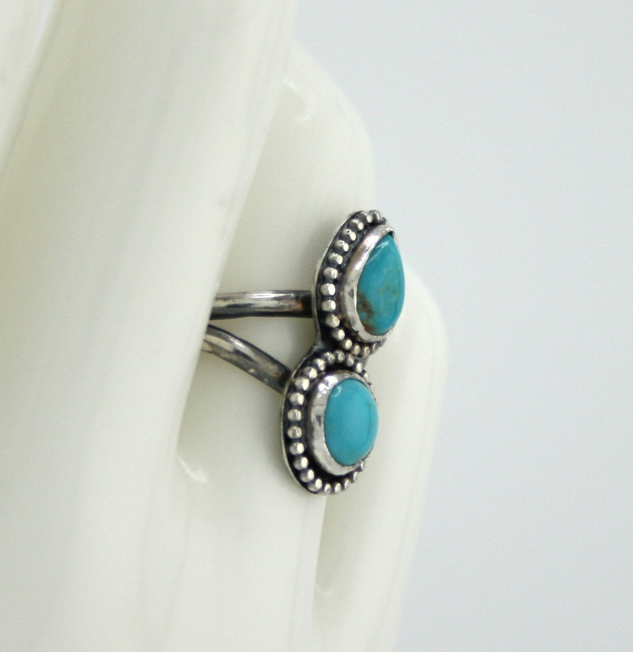 Double Turquoise Sterling Silver Ring | Handmade Artisan Jewelry